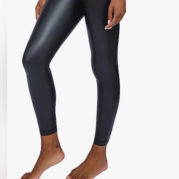 Black leather like leggings. Almost new. - Picture 1 of 5